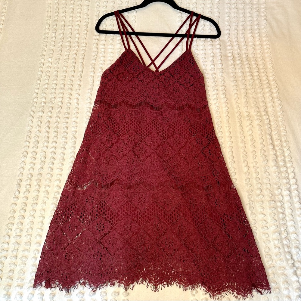 EUC Burgundy Lace Dress, Size: M